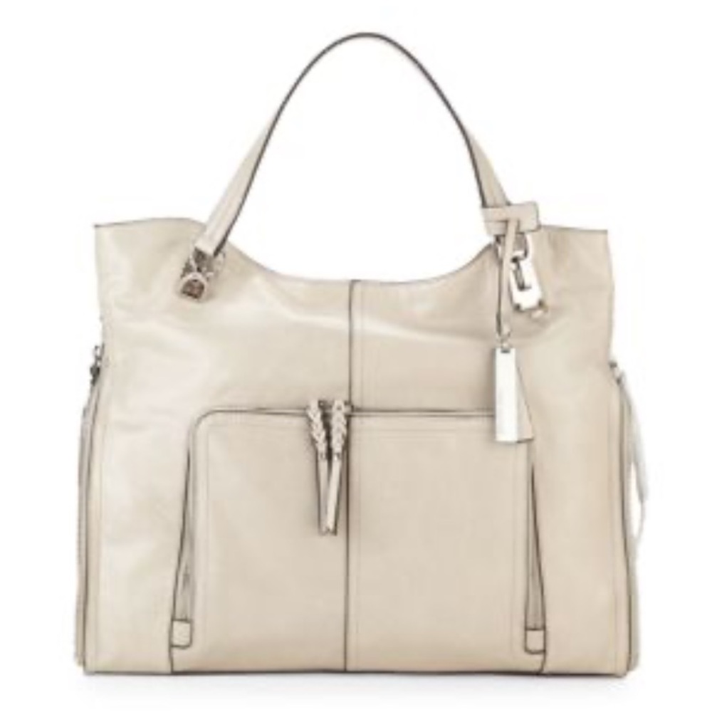 Vince Camino Narra Leather Tote - Elegant pale grey